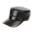 thumbnail image 2 of Army Hats Style Men Black Flat Caps Male Real Sheepskin Leather Sailor Hat Adjustable Winter Captain Caps ,Classic Vintage, 2 of 7