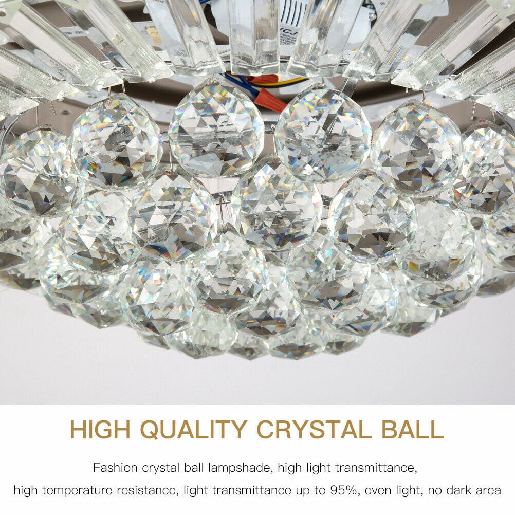 EASYG 42" Silver LED Invisable Ceiling Fan Lamp Crystal Lighting Remote Chandeliers