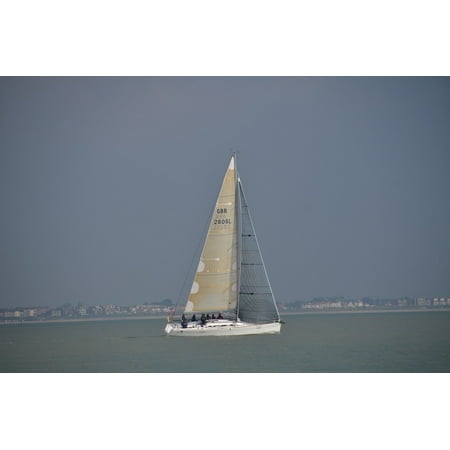 - Canvas Print Solent Coast Sail Boat UK Yacht England Water Stretched Canvas 32 x 24