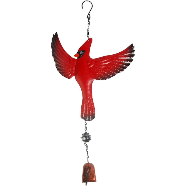 Campana de viento portátil con forma de pájaro cardenal, para exteriores, decoración para patio, terraza, jardín (rojo flotante)