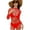 Red, variant on Women Sheer Mesh Lingerie Shorts Jumpsuit Long Sleeve Hollowed See Through Tights Bodysuit Bodycon Intimates