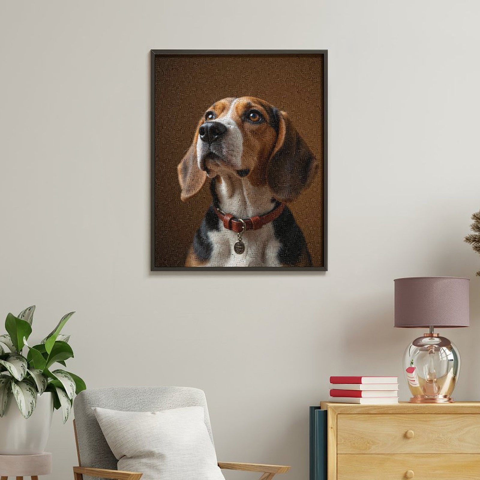 Paint By Numbers Kit for Adults Beginner - DIY Beagle Portrait Brown Background Canvas Painting Kits for Adults, Frameless Paint By Number for Adults for Home Wall Decor 16x20 Inch