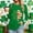 A1177 Green, variant on St. Patrick's Day T-Shirt for Women American Flag Shamrock Graphic Crewneck Long Sleeve Relaxed Fit Holiday Festive Tee Irish Clover Graphic Top