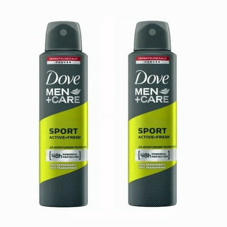 2 Pack Dove Men   Care Sport Active Fresh Antiperspirant Deo Spray, 150ml