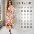 thumbnail image 6 of FKELYI Fall Maxi Dress for Women Long Sleeve V Neck Wedding Guest Dresses Pink Colorful Flower Print Flowy A-Line Elegant Dress with Pockets, 2XL, 6 of 6