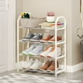 thumbnail image 5 of PEONAVET 3 Tiers Shoe Rack for Entrance, Mental Shoe Shelf Storage Organizer , Boot & Shoe Storage Shelf for Entryway, Hallway, Closet（White）, 5 of 8
