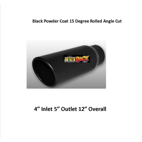 Brand New Flat Black Exhaust Tip 4" IN 5" Out 12" Long HI-Temp Powder Coat