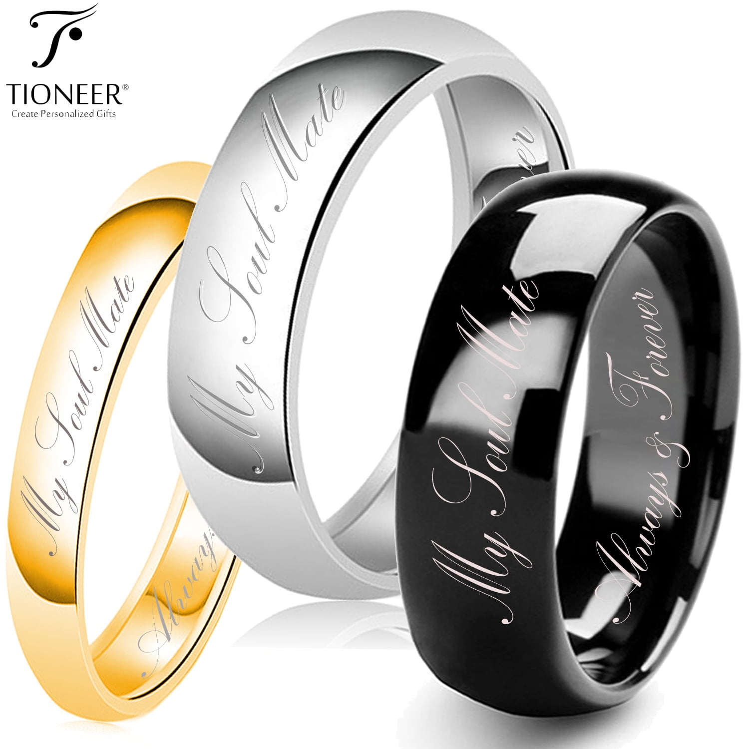 316L Stainless Steel Two Toned Half Heart w/ "Real Love" Engraved Dome Band Ring 