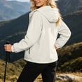 thumbnail image 4 of Ke1Clo Women's Lightweight Hooded Jacket Casual Zip Up Long Sleeve Windbreaker Outdoor Spring Fall Loose Fit Cardigan Coat White L, 4 of 7