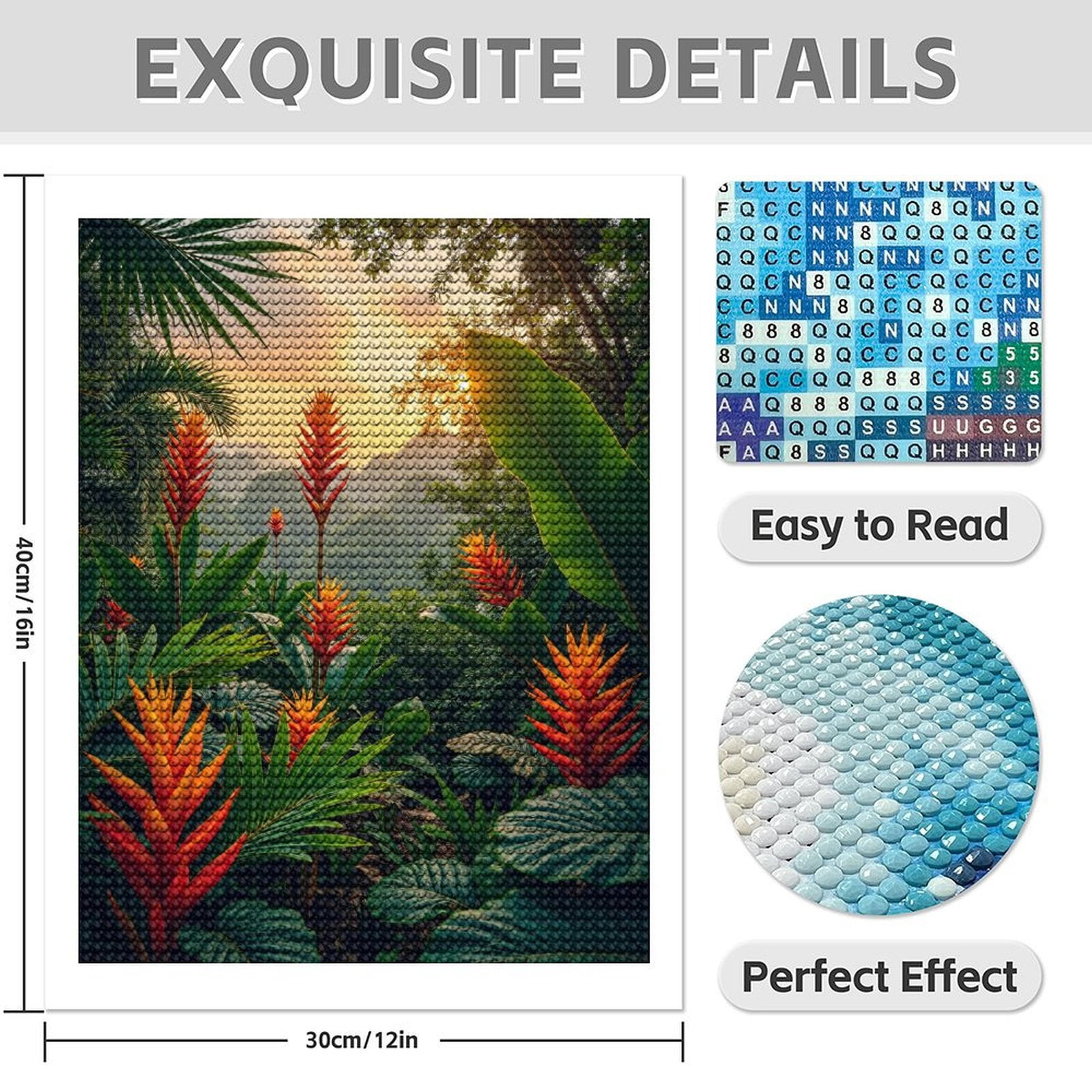 Diamond Art Kits for Adults - 5d Tropical Sunset Jungle Bloom Diamond Painting for Adults, Diamond Art for Adults Beginners, Diamond Painting Kits for Adults for Home Wall Decor