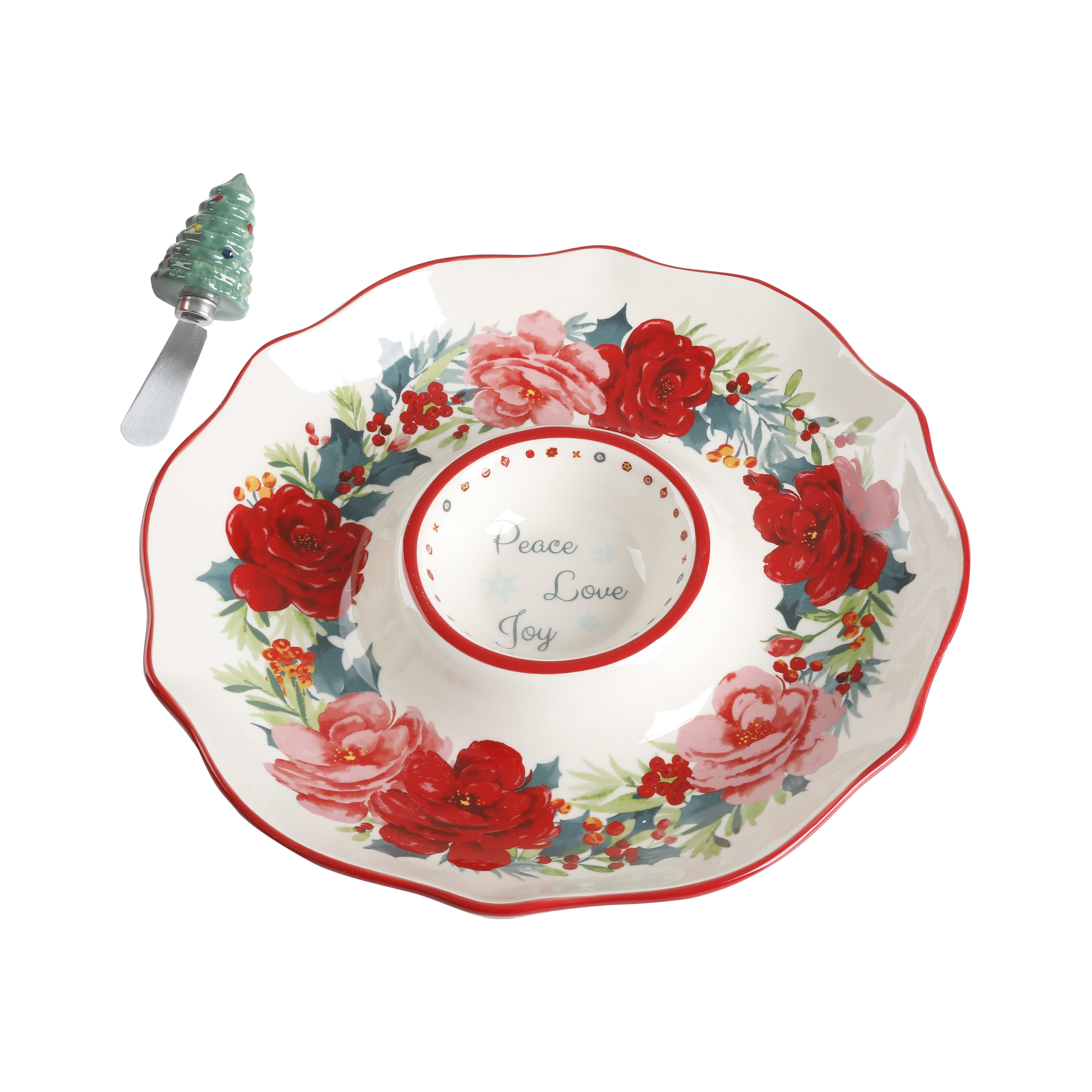 Details about   The Pioneer Women CHEERFUL ROSE 13.11-Inch Chip and Dip with Spreader Set 2-set