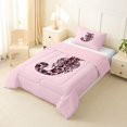 thumbnail image 2 of Erosebridal Cheetah Print J Personalized Initial Twin Comforter Sets 3-Piece For Teens,Girls Vintage Leopard Print Bowknot Bedding Set,Pink Reversible, 2 of 6