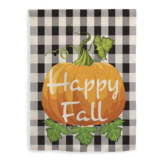ThisWear Fall Decorations Happy Fall Checkered Flag Fall Season Decor Pumpkin Decor Vertical House Flag
