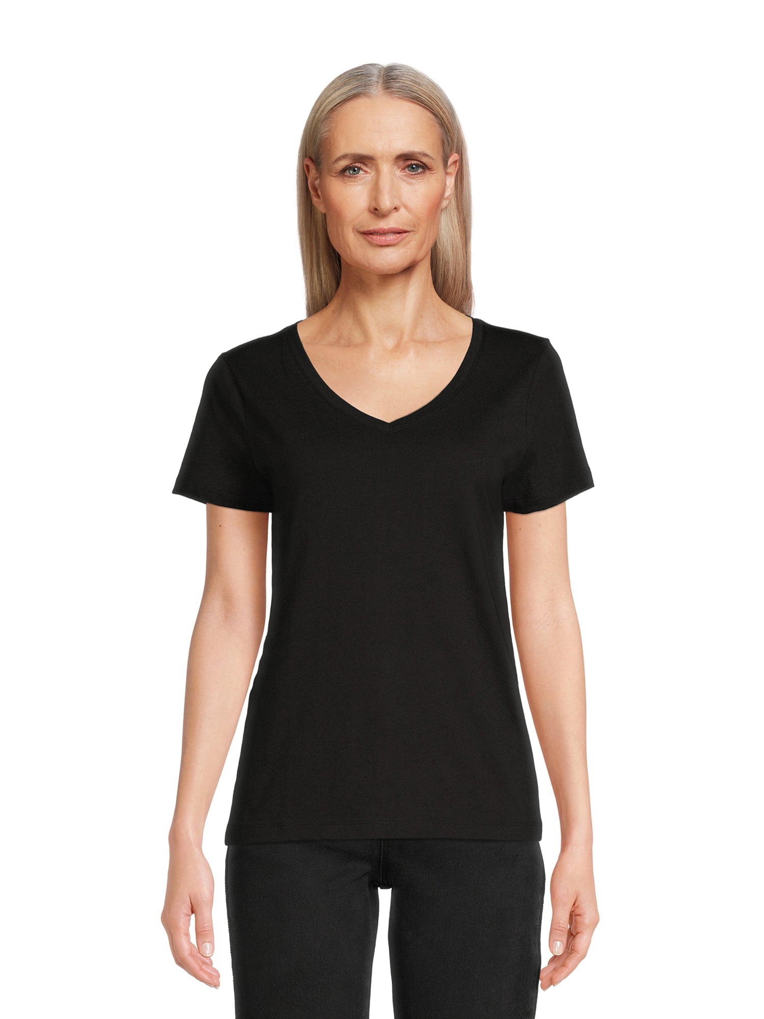 Time and Tru Women's Cotton V-Neck T-Shirt