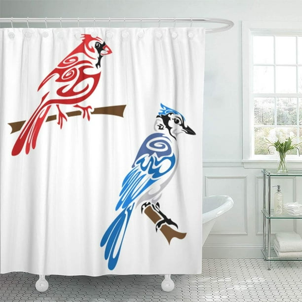 Ksadk Blue Cardinal Tribal Birds Animal Jay Original Tattoo Tattoo Tattoos Wildlife Shower Curtain 66x72 Inch Walmart Com Walmart Com