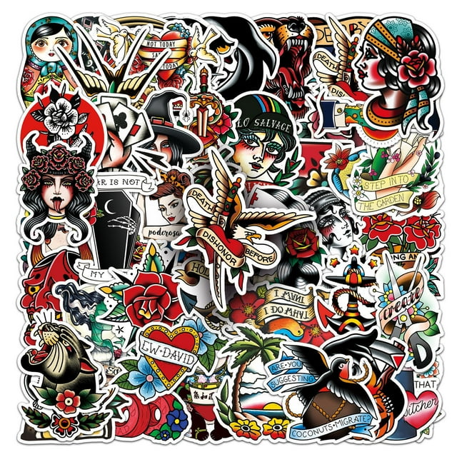 Calcomanías de vinilo impermeables para tatuajes japoneses, 50 unidades