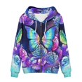 thumbnail image 5 of Renewold Colorful Zip Front Drawstring Hoodies for Women Size 4XL Dazzling Butterfly Floral Graphic Casual Sweatshirt Tops Outside Workout Jacket with Pockets, 5 of 5