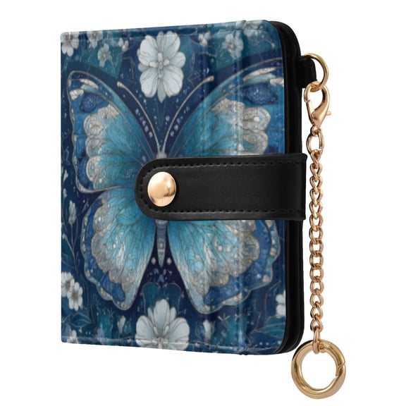 Qxltty Flower Large Butterfly Ladies Wallet Rfid Slim Thin Compact Credit Card Women Wallet Zipper Coin Pocket and ID Window for Female Gifts