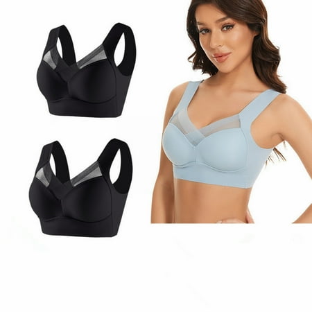 IDALL Bras for Women Wireless Bras for Women Lingerie Large Strapless Lace Tank Top Thin Side Fold Side Breast Gather Adjustable 2 Or 3 Set Lace Bralette Womens Lingerie Black L