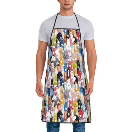 

Tideii Colourful Horses for Tie-up Apron Unisex Waterproof and Stain-Resistant Bib Apron for Kitchen Garden Painting