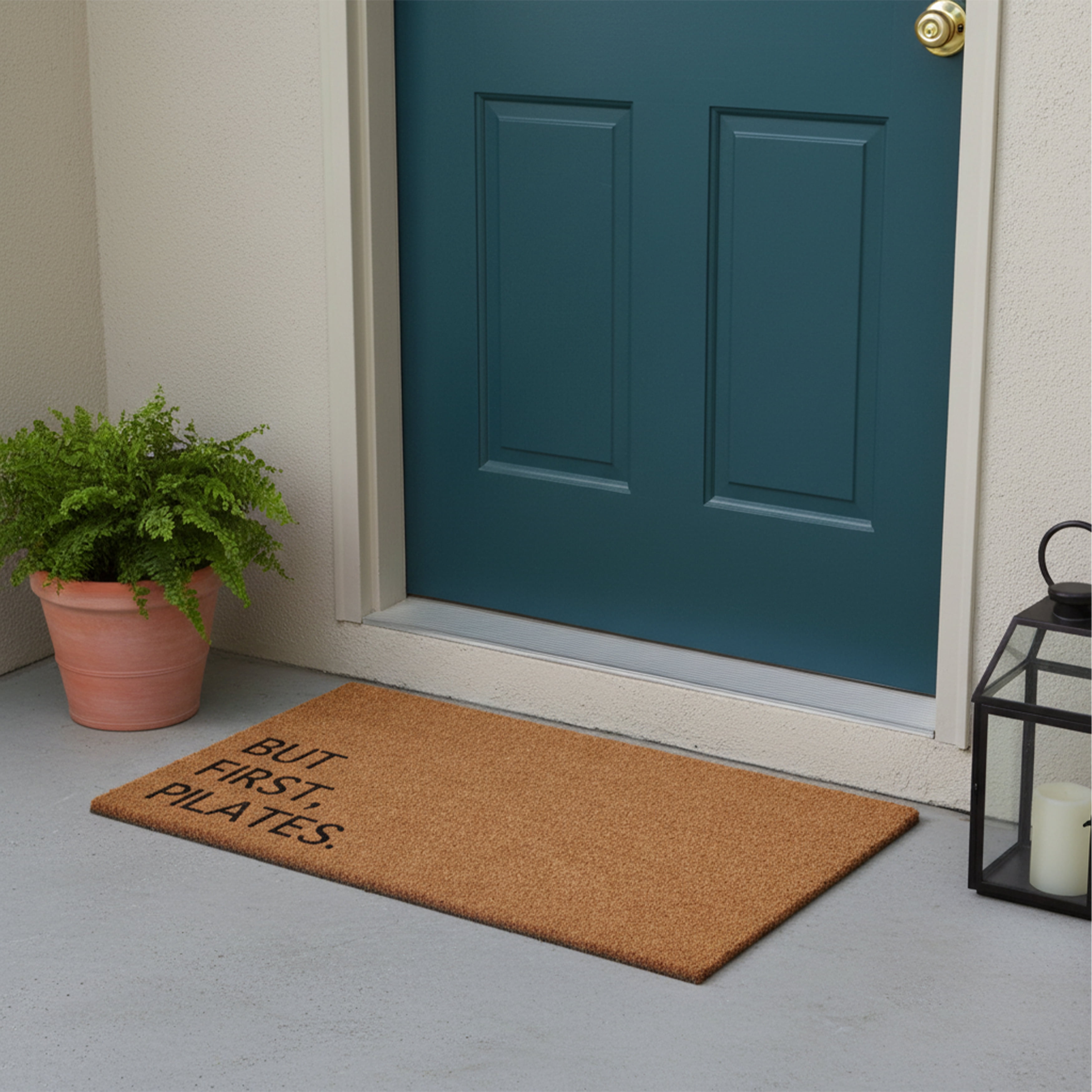 But First Pilates Non Slip Vinyl Backing, Front Door Mat, Entryway Door Mat, 24"x36"