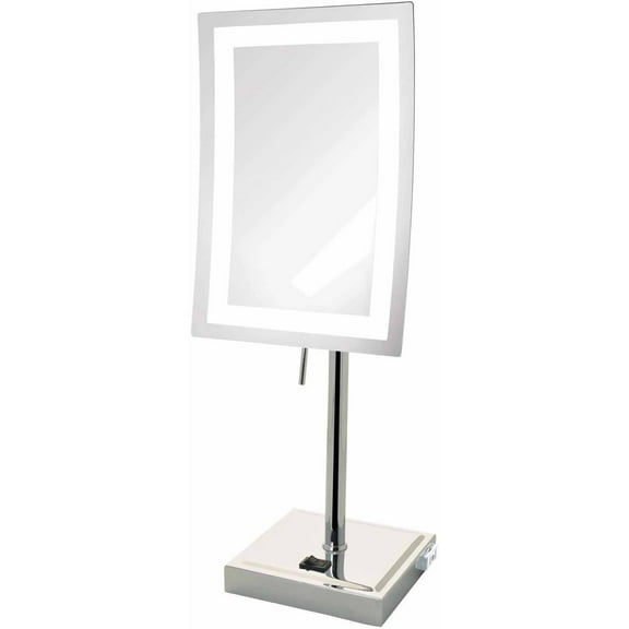 Jerdon 6.5 inch by 9 inch Rectangular Lighted Tabletop Makeup Mirror, 5X Magnification in Chrome Finish-Model JRT910CL