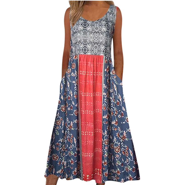 Vestido Medlor Boho para mujer 2025, verano, sin mangas, estampado floral