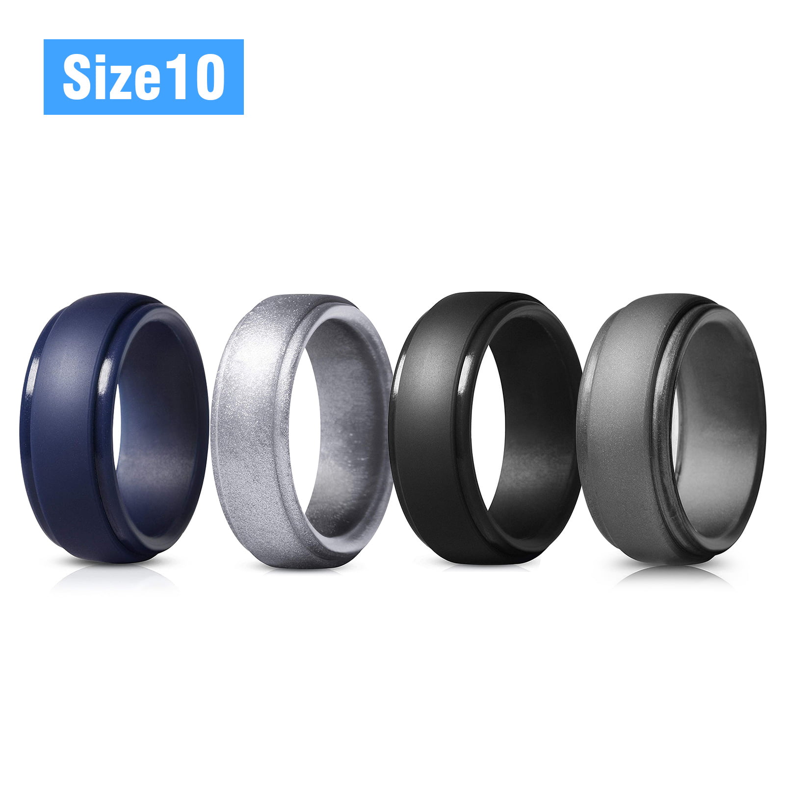 Silicone Wedding Ring for Women Men 8 8.5 8.7 mm Thin Camo Tire Rubber Bands 10 Pack