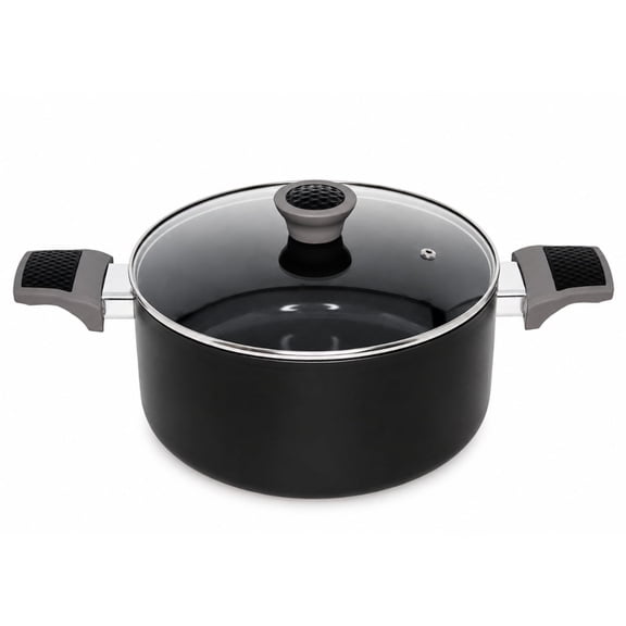 MIRRO 5 Qt Get a Grip 2.0 Aluminum Black Ceramic Dutch Oven with Glass Lid
