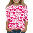 thumbnail image 2 of COM1950s Chemise de la Saint-Valentin pour Garçons, Chemise de la Saint-Valentin pour Garçons et Filles, Imprimé Saint-Valentin pour Garçons et Adultes, Manches Trois-Quarts, Col Rond, Chandail de Base, Chemise de la Saint-Valentin, 2 of 9