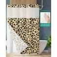thumbnail image 2 of No Hook Shower Curtains with Snap in Liner, Leopard Waterproof Fabric Shower Curtain, Brown Animals Art Modern Farmhouse Double Layers & See-Through Top Window Bathroom Curtains 60''x72'', 2 of 6