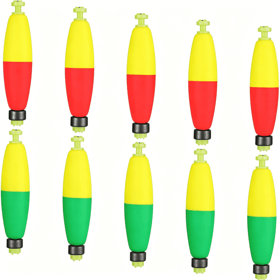BESTSKY 10 Pack Weighted Fishing Bobbers Snap-On EVA Foam Push Button Floats for Catfish Crappie Trout Bass Panfish
