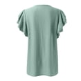 thumbnail image 6 of Tittly T Shirts for Women Basic Tees Women's Summer Top V Neck Ruffle Short Sleeve Casual Loose Tee T Shirts Tshirts Shirts Womens Tops Green XL, 6 of 6