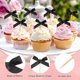 thumbnail image 2 of Uxcell 60-Pack Adornos de Cupcake en Forma de Lazo, Palillos de Pastel de Lazo de Cinta Decoración de Pastel de Cumpleaños para Despedida de Soltera [Negro], 2 of 7