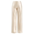 thumbnail image 4 of LEKWK Satin Wide Leg Pants for Women High Waisted Casual Palazzo Pants Loose Fit Comfy Straight Leg Trousers with Pockets Fall Fashion Business Work Outfits, 4 of 6