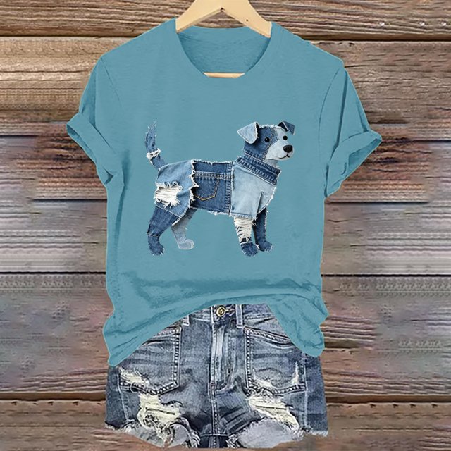 Tejiojio Women's Animal Printed T-shirt Casual Round Neck Short Sleeve Blouses S-2XL