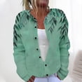 thumbnail image 2 of Idoravan Button Up Cardigans for Women Trendy Fall Women's Casual Printed Knitted Cardigan Button Coat Army Green XXXL, 2 of 5