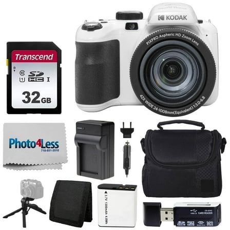 Kodak PIXPRO AZ425 Digital Camera (White)   Accessories