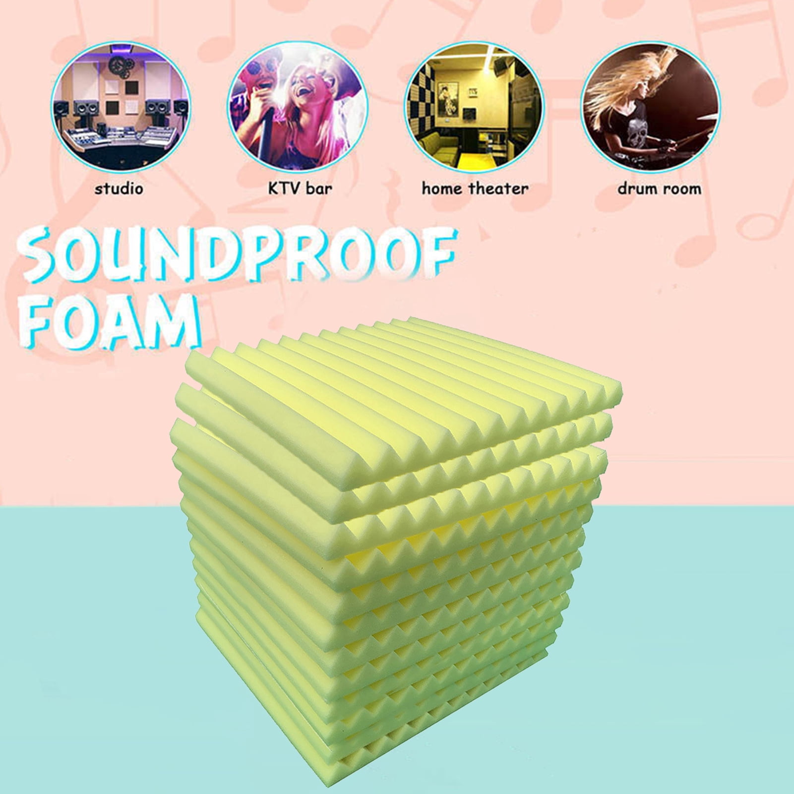 Yesbay 12 Pcs Soundproof Foam Panels 1 X 12 X 12 inches High-Density Studio Acoustic Wall Panels for Walls Sound Absorbing Panels Sound Insulation Panels Acoustic Foam Panels