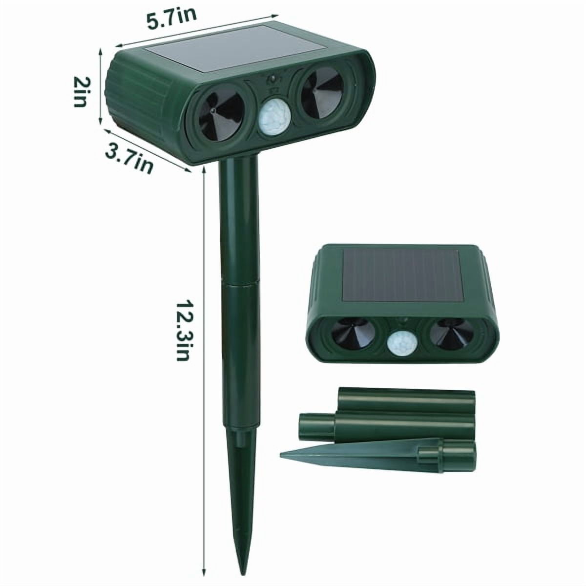 Solar Powered Ultrasonic Animal Repeller Motion Sensor Repellent Device, IPX4 Waterproof, For Repelling Squirrels/Raccoons/Dogs/Cats, Outdoor Use, Green