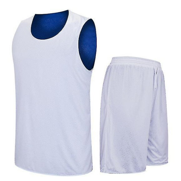 Double-side Design Basketball Jersey Sets Uniforms Diy Customized Sports Clothing Breathable Youth Training Basketball Jerseys Xl White Blue