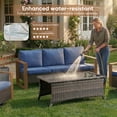 thumbnail image 4 of Luxury 5 Pieces Patio Furniture Sets with 50000BTU Propane Fire Pit Table,Outdoor Deep Seating Conversation Set with 4 Swivel Glider Patio Chair for Porch Backyard Balcony, 4 of 15