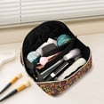 thumbnail image 2 of FORMRS Makeup Bag Travel Cosmetic Organizer for Women Fold Flat Zipper Pouch with Handle, Yellow Floral, 2 of 8