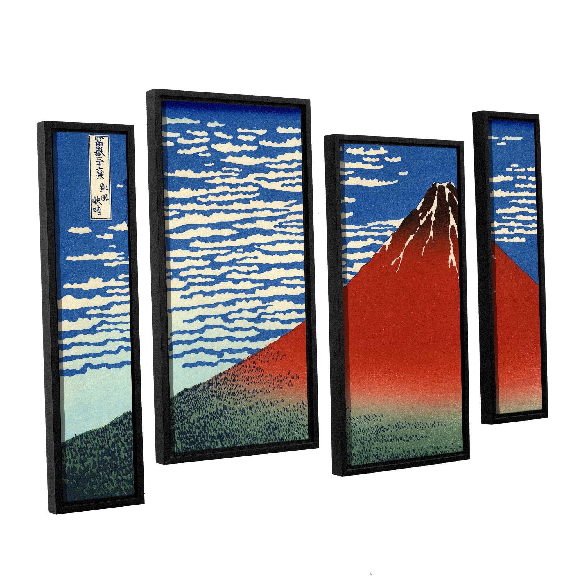 ArtWall Katsushika Hokusai "Red Fuji" 4-Piece Gallery-Wrapped Canvas Staggered Set