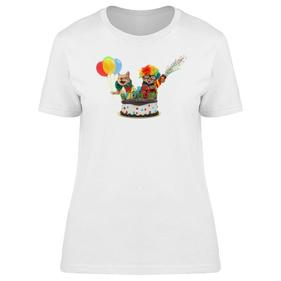 Two Birthday Cats On Cake Tee Women's -Image by Shutterstock