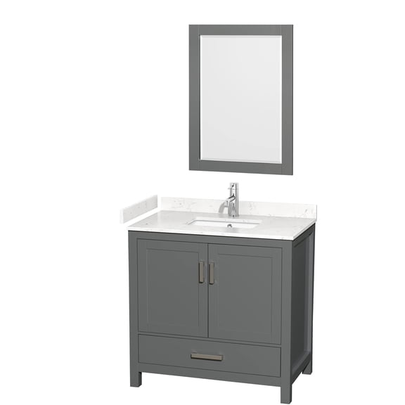 Wyndham Collection Sheffield 36" Wood Single Bathroom Vanity in Dark Gray/Chrome