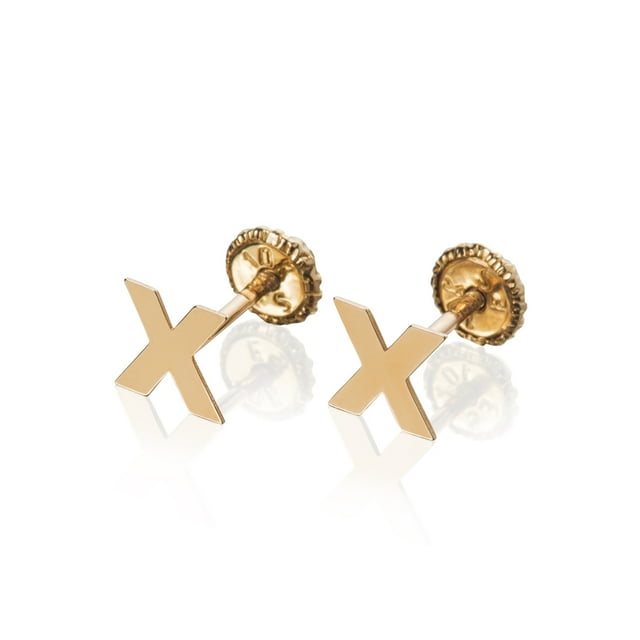 GIALLO | Aretes de oro 14K broquel X oro amarillo GIALLO Para bebés, niñas y mujeres