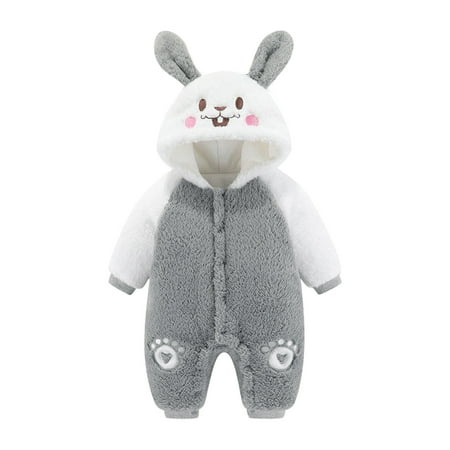 

Girls Boys Winter Long Sleeve Jumpsuit Rabbit Ears Rabbit Print Outwear Warm Clothes Fashion Comfy Leisure Dailywear