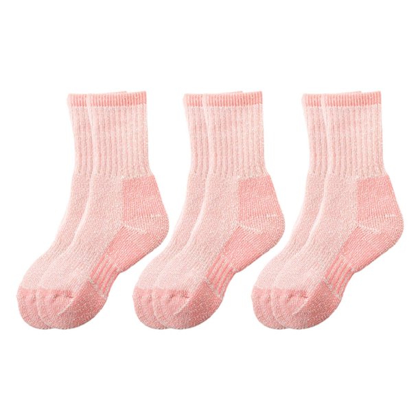 3 pares de calcetines de lana para niños calcetines térmicos para senderismo actividades al aire libre esquí Rosa 33 a 38