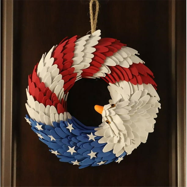 American Eagle Wreath,Patriotic Flag Garland,Handcrafted Hanging Bald ...